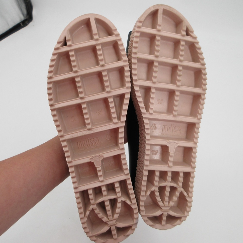 Melissa Hotness Women 10 Black Pink Platform Peep Toe Jelly Sandals Flatform - Picture 10 of 11